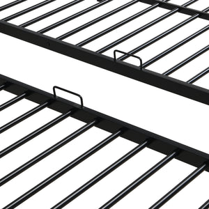 Modern Metal Triple Bunk Bed With Vertical Ladder, Safety Rail, And Storage Shelf - Black