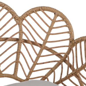 Kirk - Outdoor Wicker Peacock Shape Papasan Style Chair, Teak Finished Leg (Set of 2) - Beige / Light Brown / Light Teak