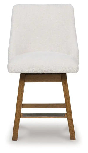 Cabalynn - Upholstered Swivel Barstool (Set of 2) - Oatmeal / Light Brown - Best Buy Furniture