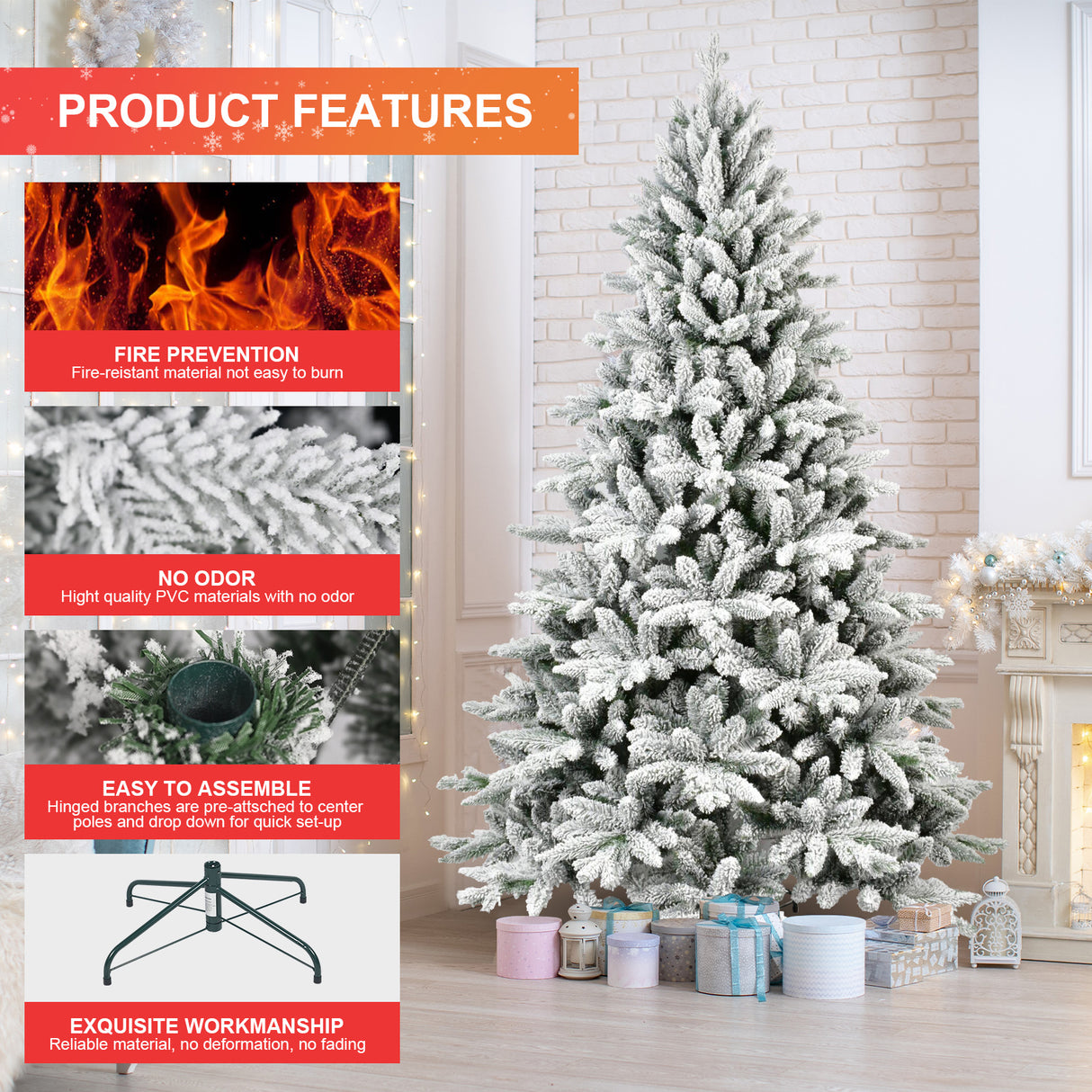 5ft Flocked Christmas Tree with 768 Tips