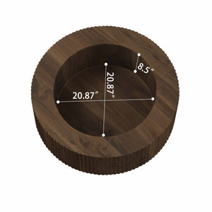 Modern Circular Coffee Table With Stripe Design And Storage Space
