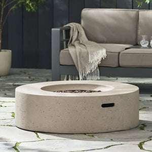 Modern Lightweight Concrete Outdoor Circular Fire Pit 50,000 Btu - Best Buy Furniture