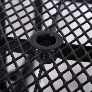 Square Outdoor Steel Picnic Table, With Umbrella Pole