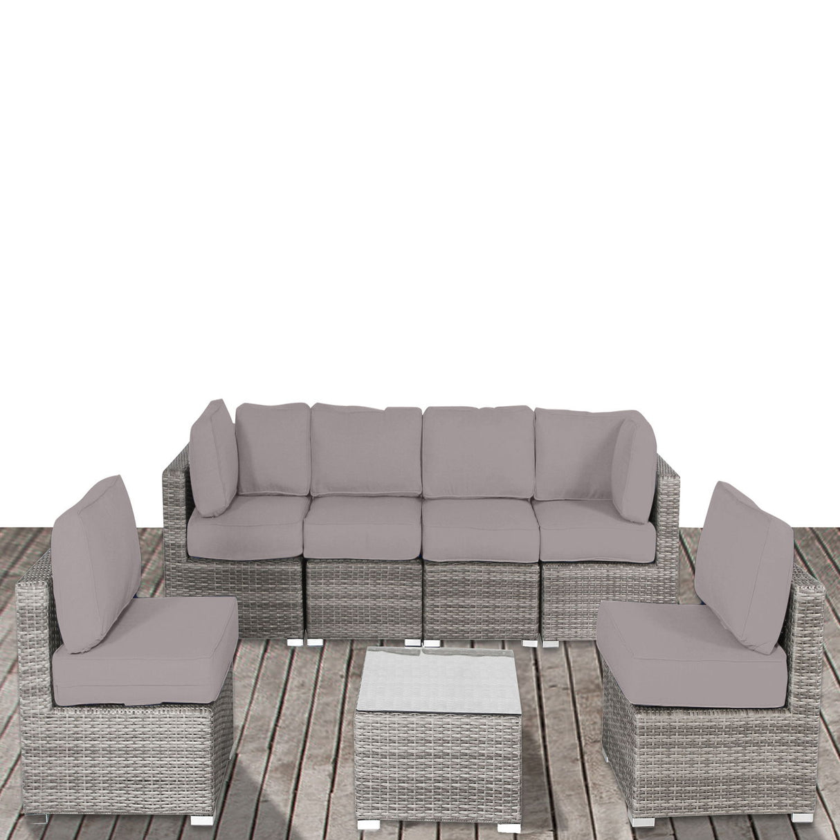 Seating Set With Cushions Handcrafted Wicker Design