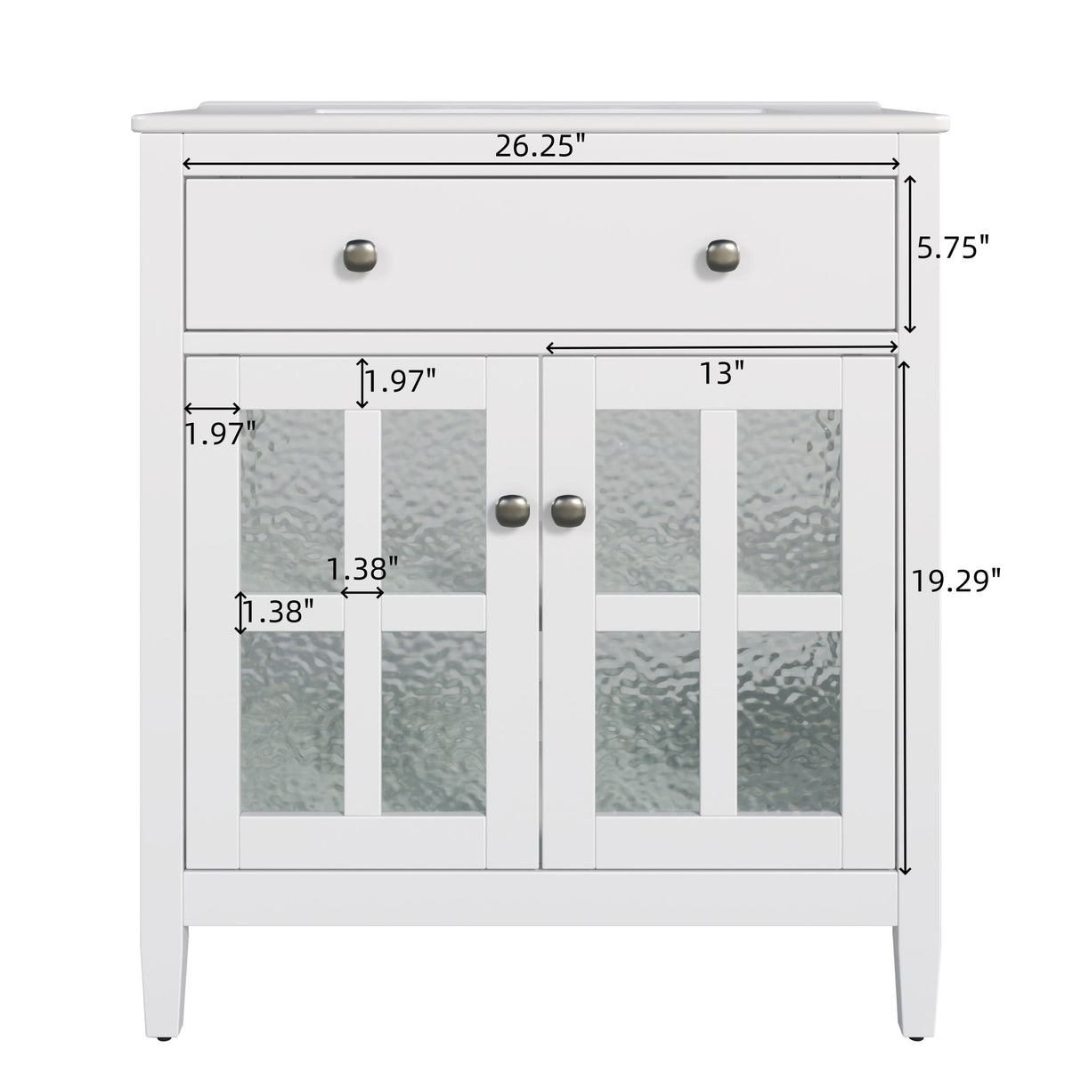 Bathroom Vanity With Ceramic Sink, Adjustable Shelf & Tip Out Tray