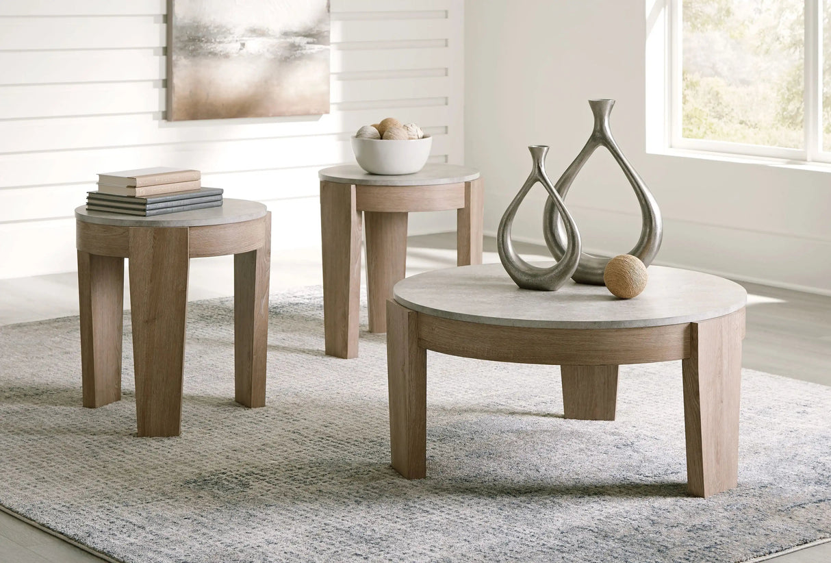 Guystone - Occasional Table Set (Set of 3) - Light Brown - Best Buy Furniture