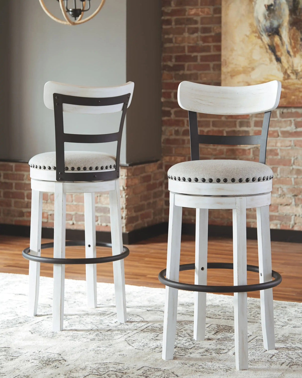 Valebeck - Tall Upholstered Swivel Barstool - Best Buy Furniture