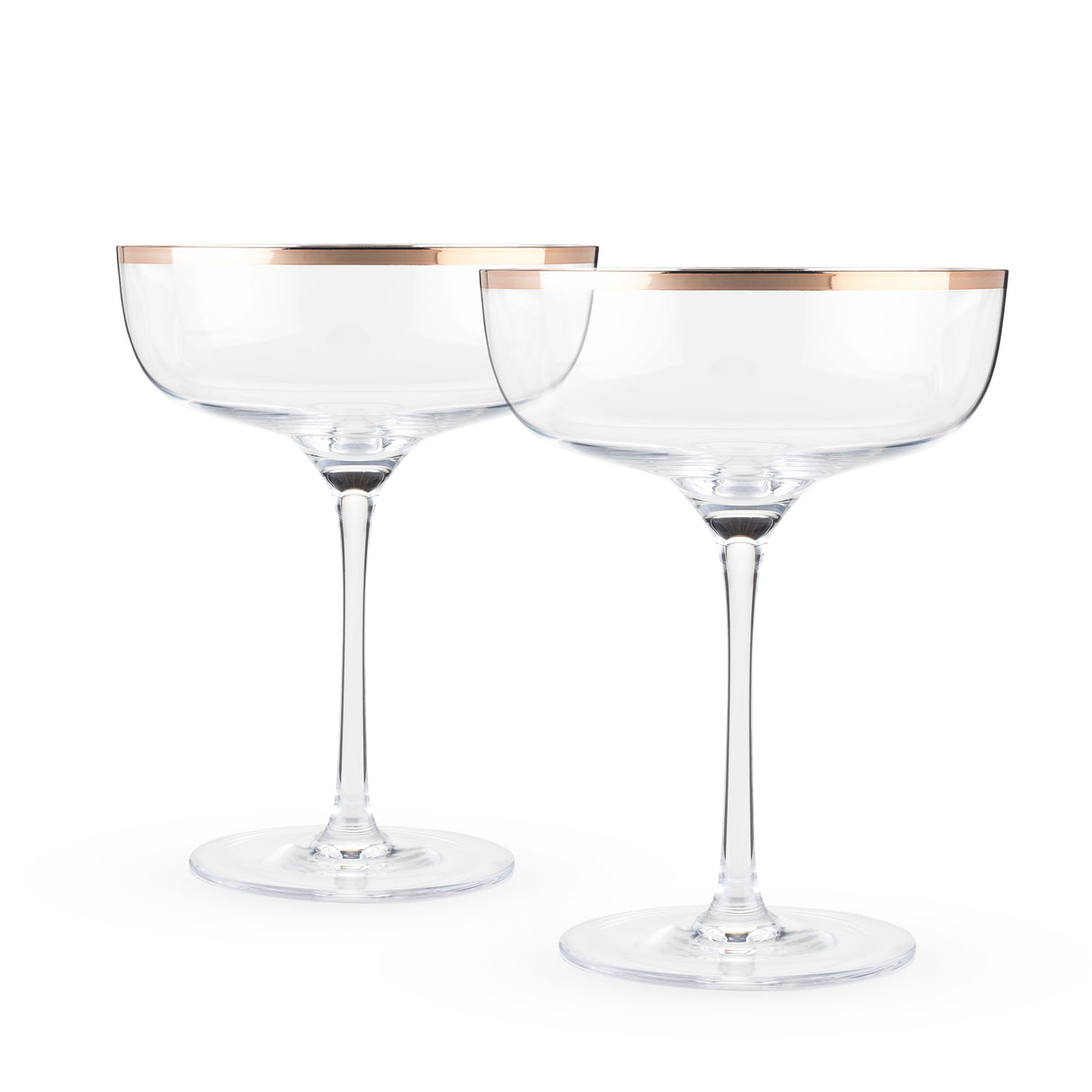 Copper Rim Crystal Coupe Set