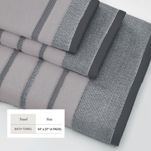 Decorative Cotton Stripe Bath Towel Set - Noelle Collection