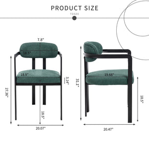 Dining Arm Chairs Set of 2 with Fabric Upholstery and Metal Legs - view 2