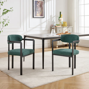 Dining Arm Chairs Set of 2 with Fabric Upholstery and Metal Legs - view 3