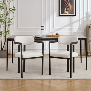 Dining Arm Chairs Set of 2 with Fabric Upholstery and Metal Legs - view 4