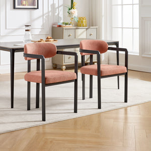 Dining Arm Chairs Set of 2 with Fabric Upholstery and Metal Legs - view 6