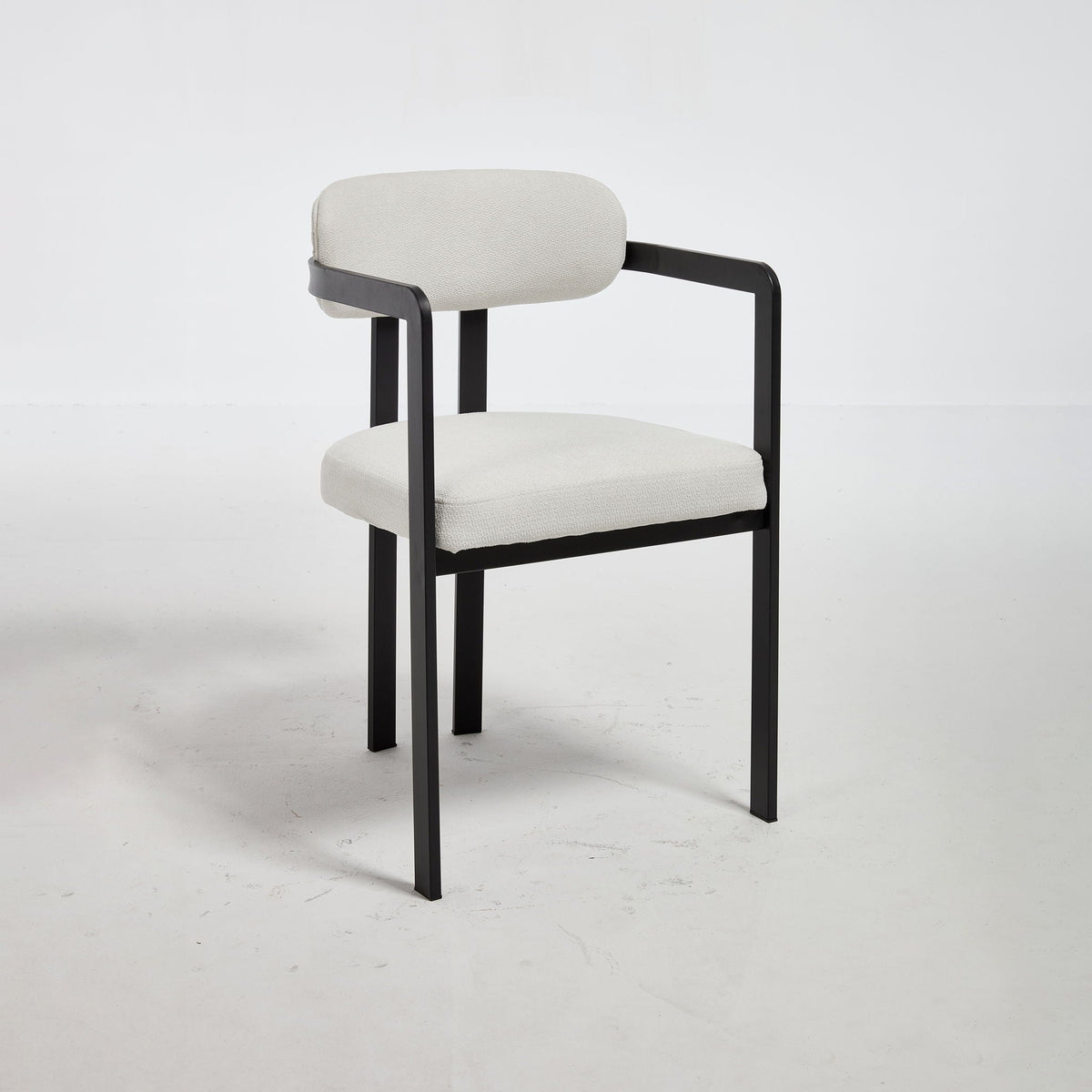 Dining Arm Chairs Set of 2 with Fabric Upholstery and Metal Legs in Beige