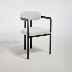 Dining Arm Chairs Set of 2 with Fabric Upholstery and Metal Legs in Beige