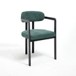 Dining Arm Chairs Set of 2 with Fabric Upholstery and Metal Legs in Green