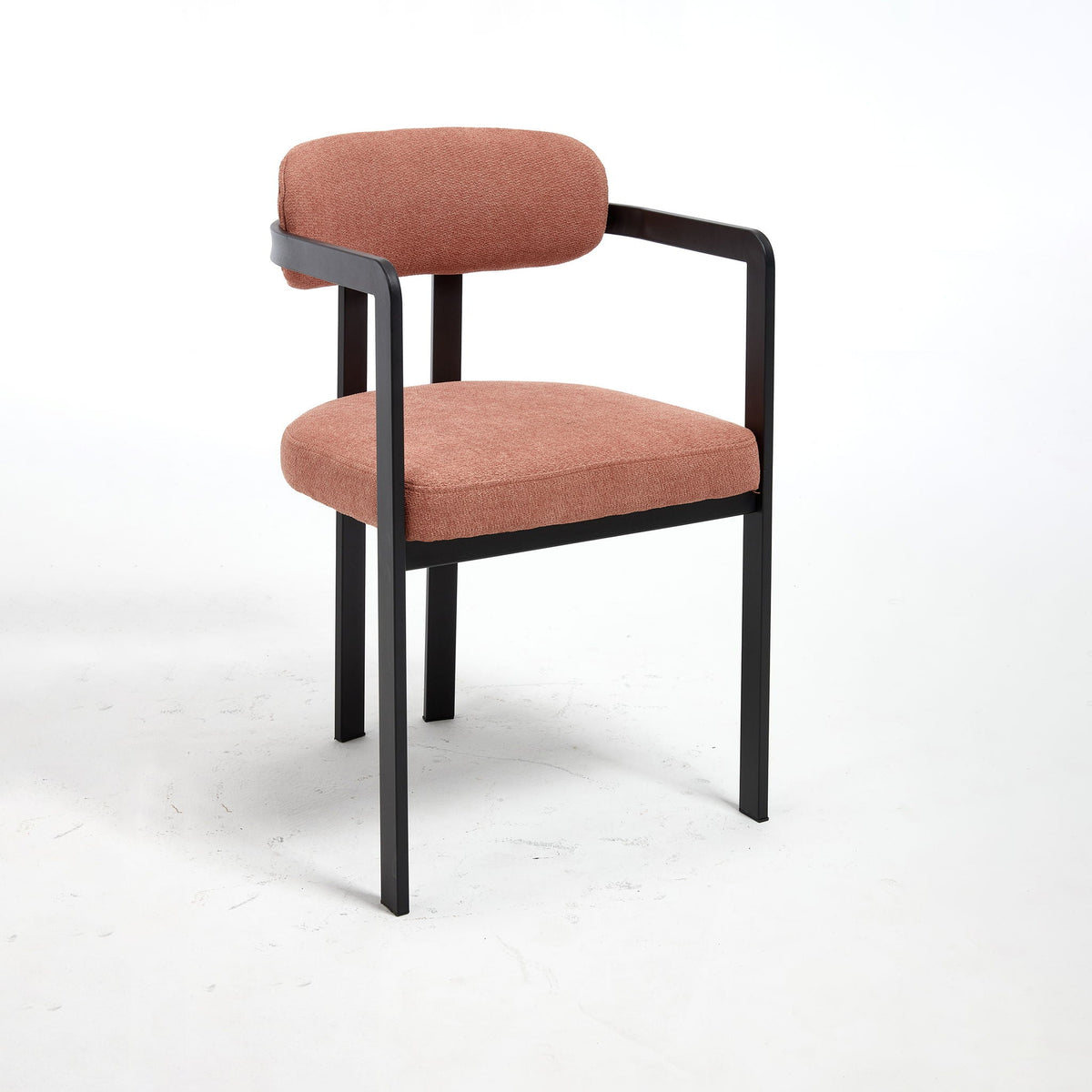 Dining Arm Chairs Set of 2 with Fabric Upholstery and Metal Legs in Orange
