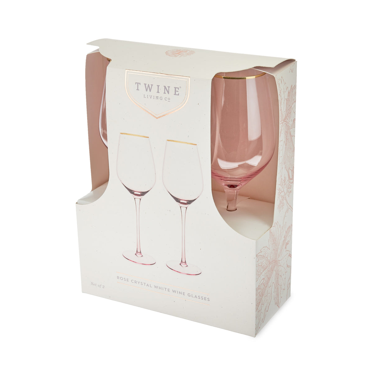 Rose Crystal White Wine Glass Set