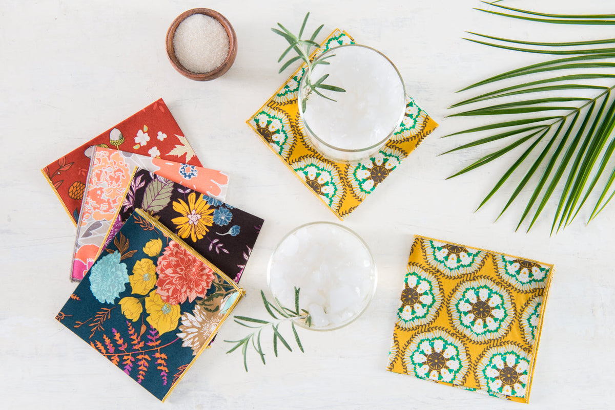 Winter Blue Floral Cloth Napkins, Set of Four | Dot and Army