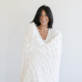 Double Ruched Faux Fur Throw Blankets