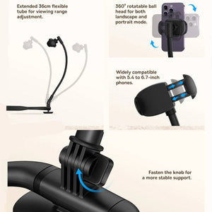 Hands-Free Neck Phone Holder Adjustable Flexible Mount for Bed & Desk