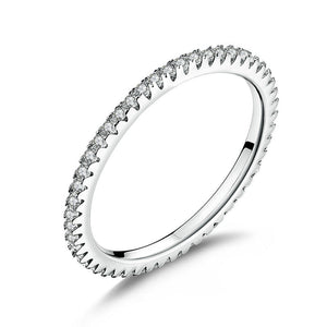 925 Sterling Silver Platinum Plated CZ Pavé Setting Ring Size 5.0 for Women