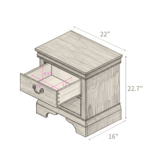 DreamyCasa Wood Nightstand with 2 Drawers - view 9