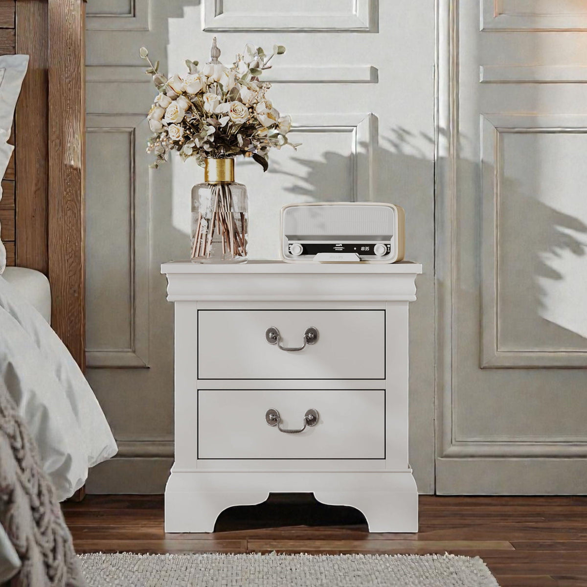 DreamyCasa Wood Nightstand with 2 Drawers - view 6