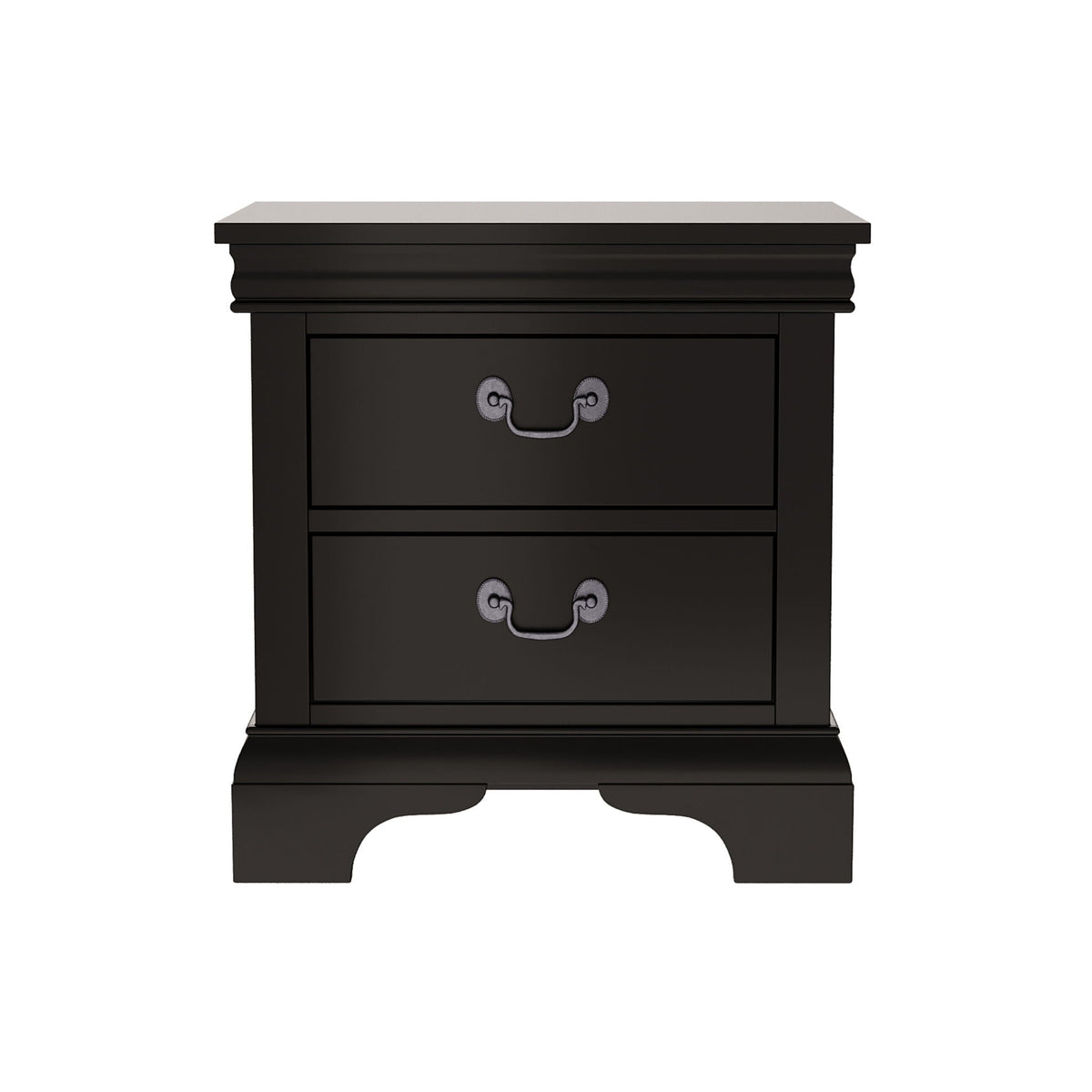 DreamyCasa Wood Nightstand with 2 Drawers in Black