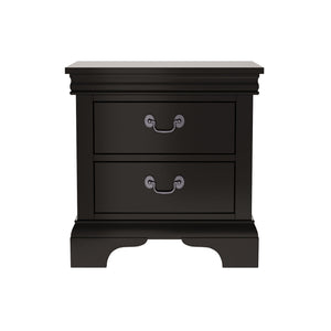 DreamyCasa Wood Nightstand with 2 Drawers in Black