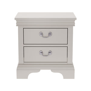 DreamyCasa Wood Nightstand with 2 Drawers in White