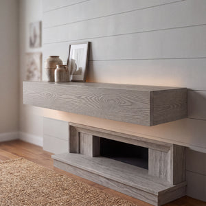 Droad 60" Rustic Embossed Wood Fireplace Mantel - view 2