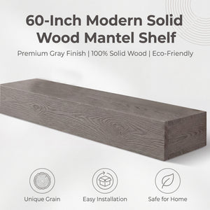 Droad 60" Rustic Embossed Wood Fireplace Mantel - view 6