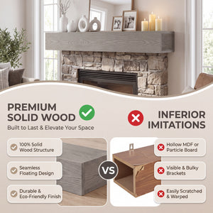 Droad 60" Rustic Embossed Wood Fireplace Mantel - view 8