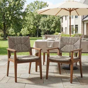 Durable Outdoor Dining Chair Set with Acacia Wood Frame and Wicker Seat - view 2