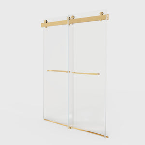 Frameless Double Sliding Soft-Close Shower Door, 3 / 8" (10Mm) Thick SGCC Tempered Glass Door, Matte