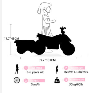 6V Kids Electric ATV With Headlights, Mp3, USB & Volume Control, 4 Wheel Ride-On Vehicle - Red