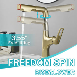Pull Down Vessel Faucet With Lift Spout & Dual Spray Modes