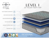 Restonic comfort care 13' hybrid mattress, individual pocketed coil mattress , plush comfort