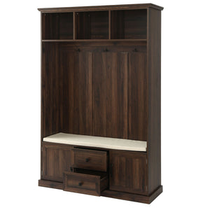 Hall Tree With 3 Hooks, Coat Hanger, Entryway Bench, Storage Bench, 3 In 1 Design