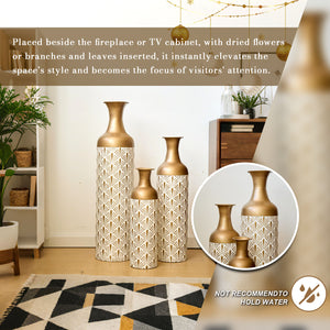Decorative Metal Vases, Set of 3