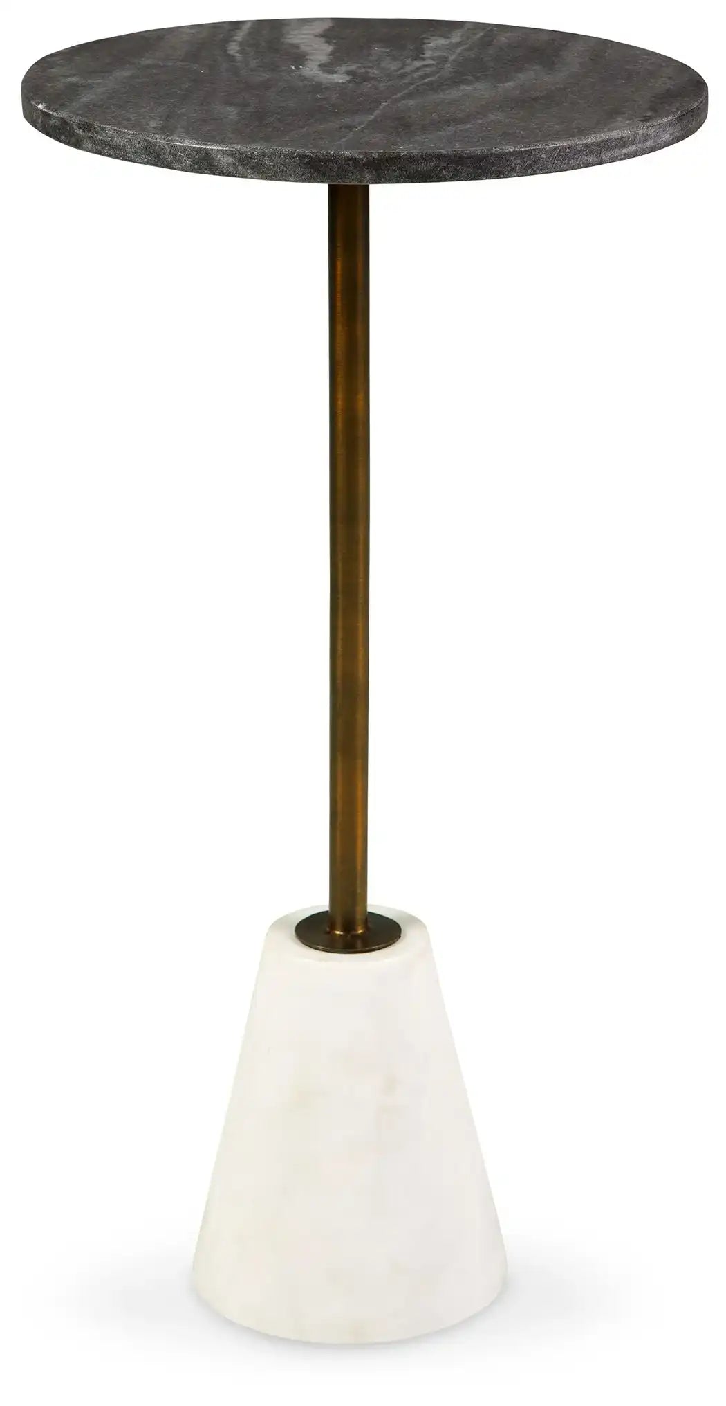 Caramont - Accent Table with White Base - Black / White / Gold Finish - Best Buy Furniture