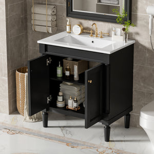 30" Luxurious Bathroom Vanity Cabinet with Ceramic Sink Basin
