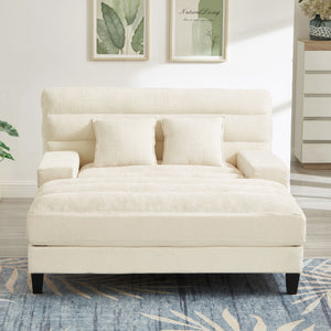 Chaise Bed Lounge Sofa Chair With Adjustable Backrest And LED Light Strip