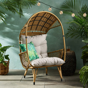 Outdoor Wicker Standing Basket Chair With Cushion - Best Buy Furniture