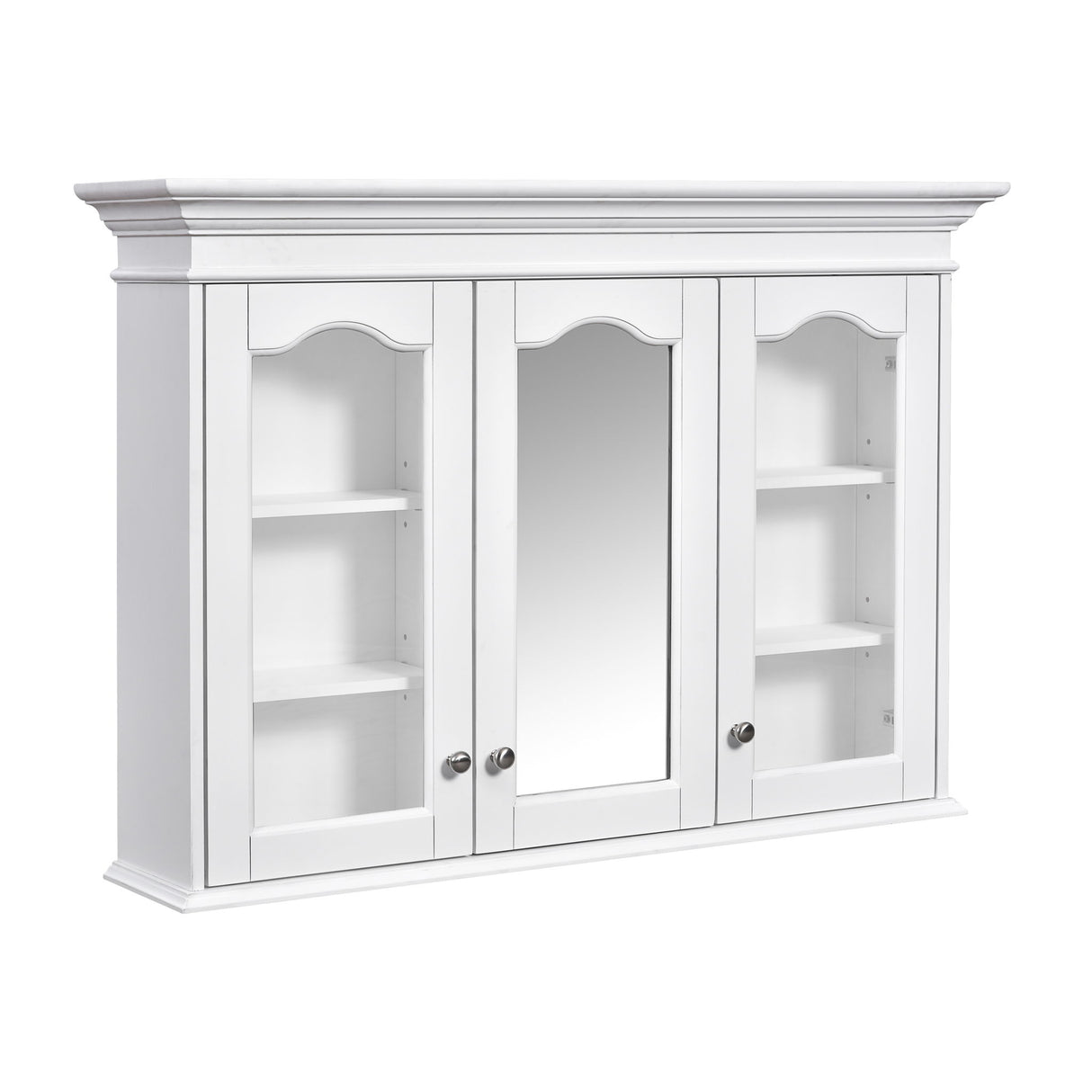 Medicine Cabinet With Mirror Door And Adjustable Shelves, Wall-Mounted Bathroom Storage Cabinet - White