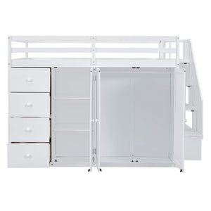 Loft Bed With Built In Wardrobes, Cabinets And Drawers