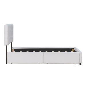 Upholstered Platform Bed With Classic Headboard And Drawers, No Box Spring Needed