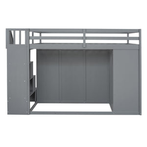 Loft Bed With Built In Wardrobes, Cabinets And Drawers