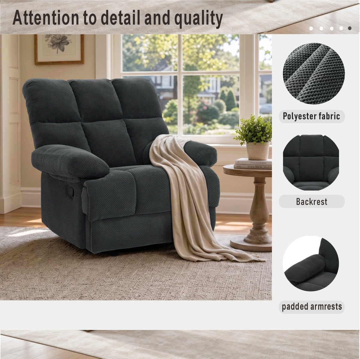 Modern Manual Rocker Recliner Chair